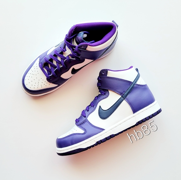 Nike Dunk Hi White Electro Purple Midnight Navy Youth 6.5 Women's 8 - Picture 2 of 6